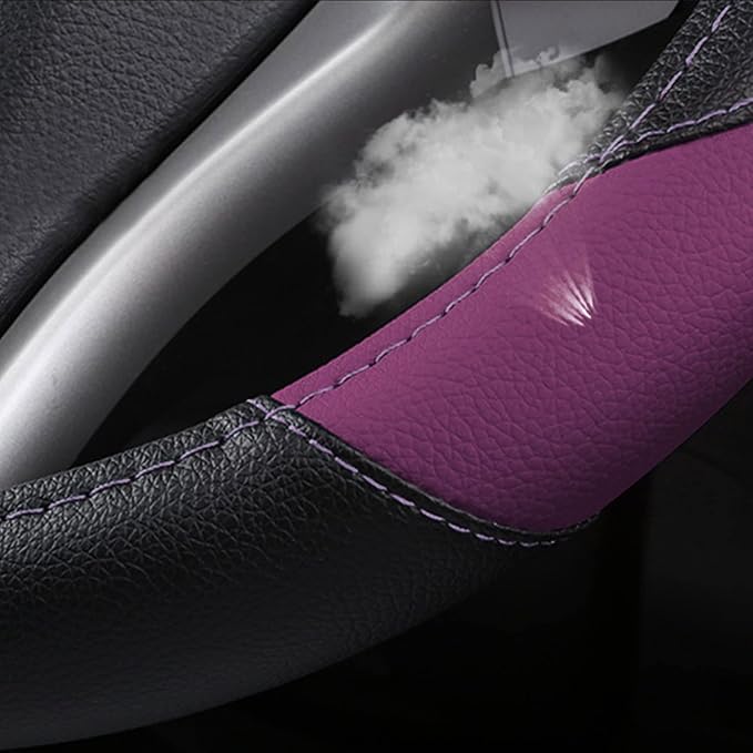 Leather Car Steering Wheel Cover, Non-Slip Car Wheel Cover Protector Breathable - Image 4