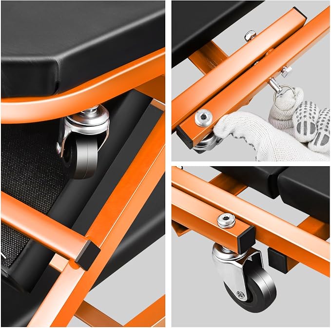 DNA MOTORING 40 Inches Folding 2 in 1 Rolling Z Creeper, Adjustable Roller - Image 6