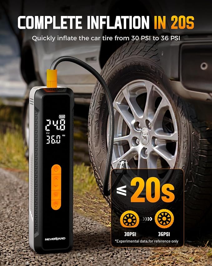 NEVERLAND Tire Inflator Portable Air Compressor - 20000mAh 150PSI Car Tire Air - Image 2