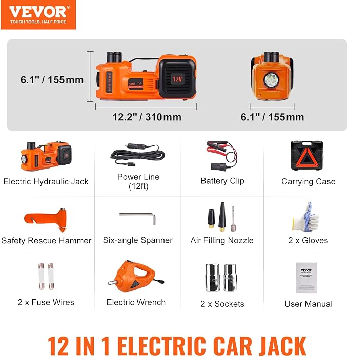 VEVOR Electric Car Jack, 5 Ton/11023 LBS Hydraulic Jack Lift - Image 7