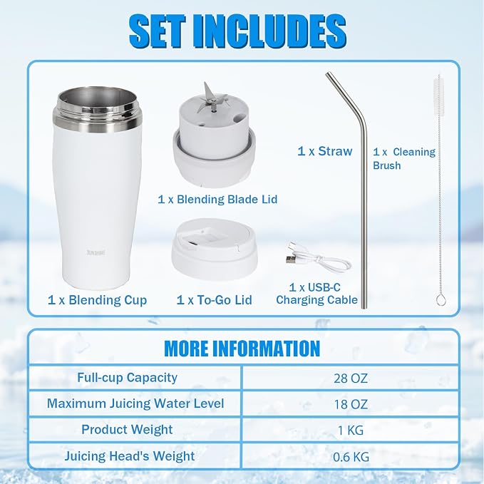 Ice Shave 2-in-1 Stainless Steel Vacuum Tumbler & Cordless Blender - 28oz - Image 6