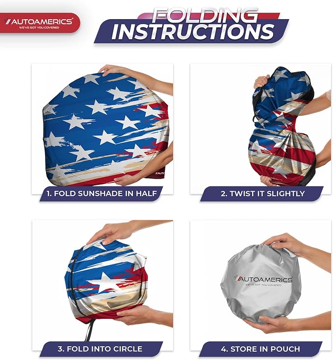 Autoamerics 1-Piece Windshield Sun Shade USA Art Flag - Image 8