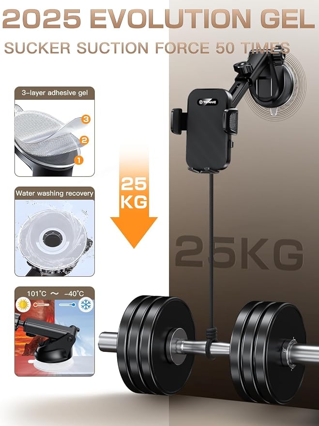 Topmake Car Phone Holder Mount, 【2025 Upgrade】 3-in-1 Cell Phone Holder - Image 2
