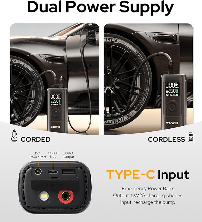 WARWOLF 160PSI Tire Inflator Portable Air Compressor - Image 7