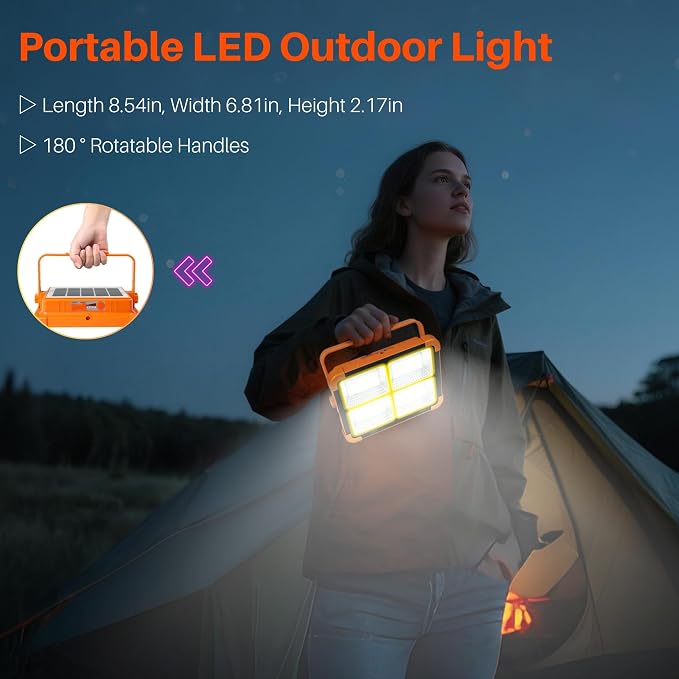 LED Solar Work Light with Magnetic, 5 Lighting Modes, IP66 Waterproof, Long - Image 5