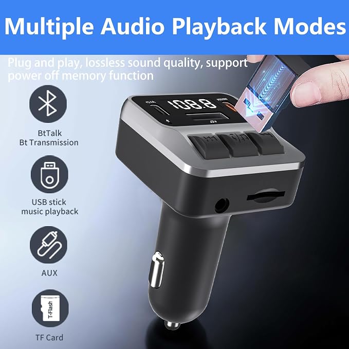 Bluetooth 5.3 FM Transmitter for Car, Handsfree Calling and Audio Receiver - Image 4