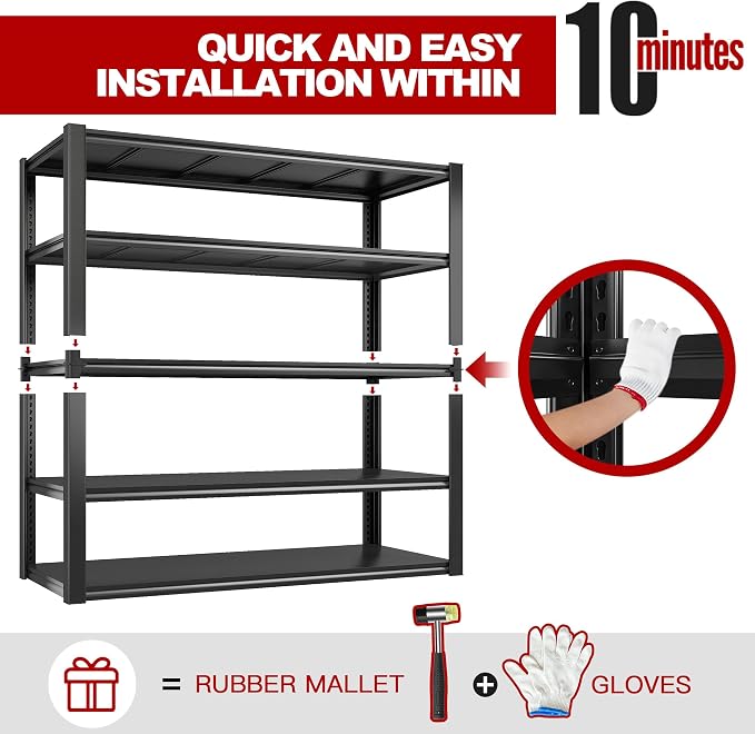 REIBII 48" W Garage Shelving 2500LBS Storage Shelves Adjustable Metal Shelving - Image 7
