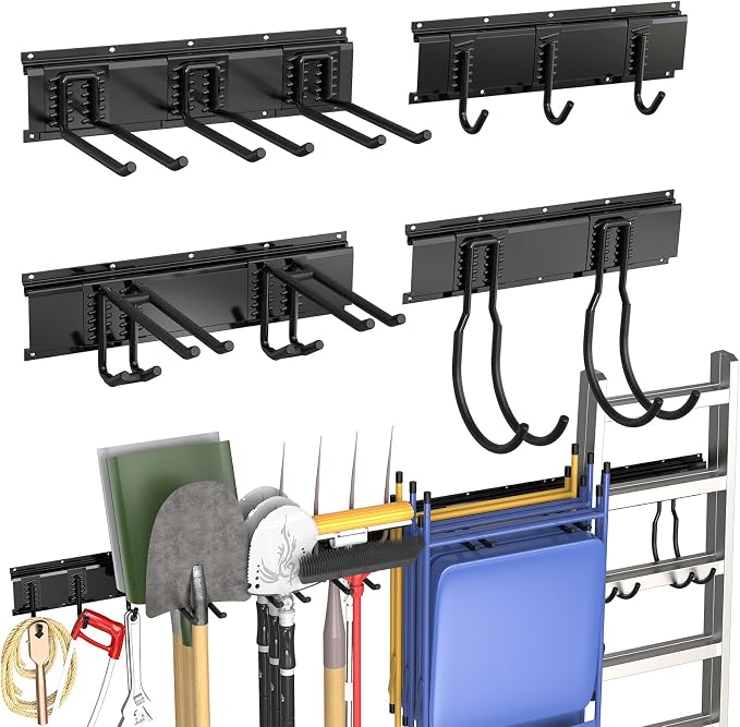 64 Inches Garage Tool Organizer Wall Mount, Yard Tool Hangers by POSHGRAND