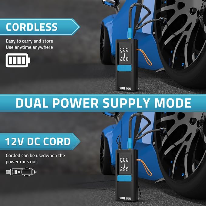 Tire Inflator Portable Air Compressor, 3X Faster 150 PSI 15000mAh Cordless Air - Image 5
