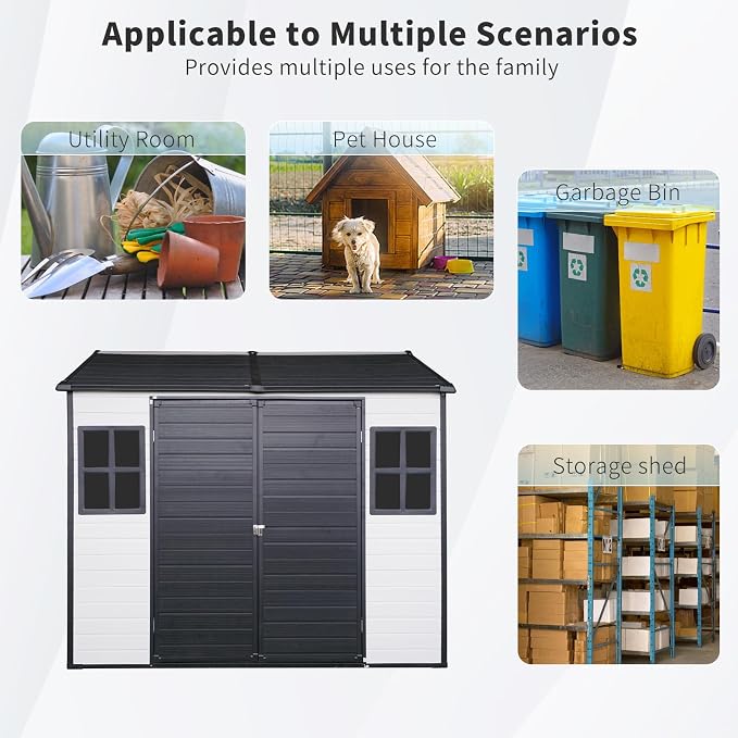 8x6 FT Outdoor Storage Resin Shed - Image 2