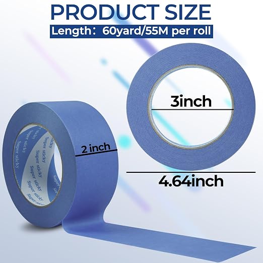 10 Rolls Blue Painters Tape 2 Inch, Bulk Masking Master Tape 60 Yards, Wall - Image 2