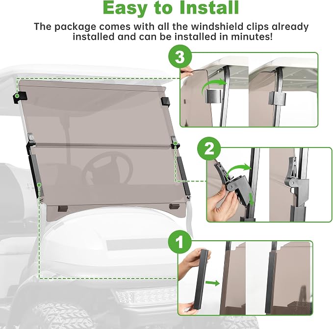 10L0L Golf Cart Windshield for Club Car Precedent 2004-Up, 2017-Up Onward - Image 7