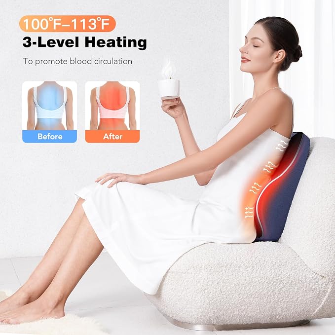 Lumbar Support Pillow for Office Chair, Heated Back Support Pillow - Image 3