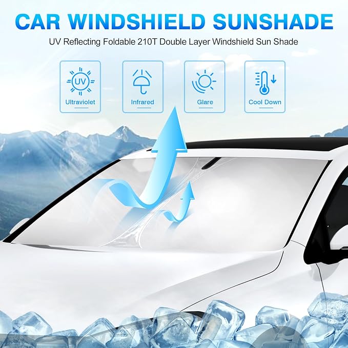 KUST Windshield Sun Shade for 2015-2021 Volkswagen Golf GTI e-Golf VW Golf R 4 - Image 2