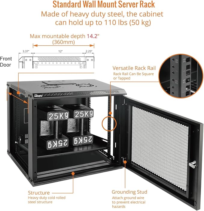 Tecmojo 9U Wall Mount Rack Network Cabinet - Image 4