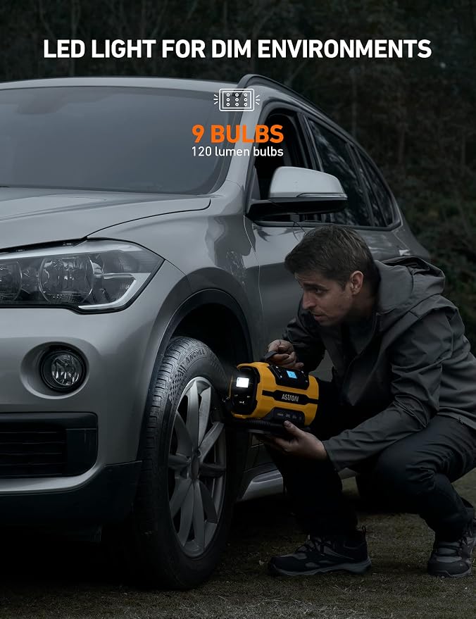 AstroAI Tire Inflator Portable Air Compressor Pump 150PSI 12V DC/110V AC - Image 6