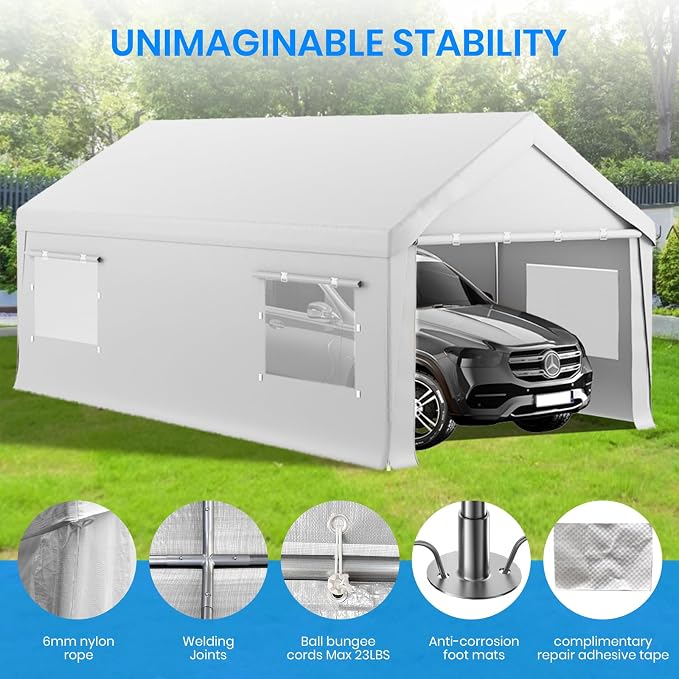 Carport 12x20 FT Heavy Duty, Outdoor Portable Garage - Image 4