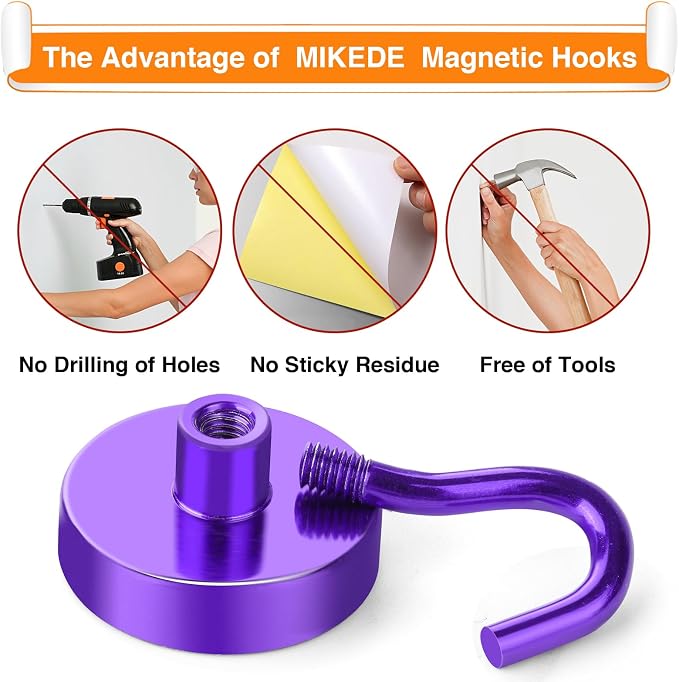 MIKEDE Magnetic Hooks, 80LB Heavy Duty Magnets - Image 4