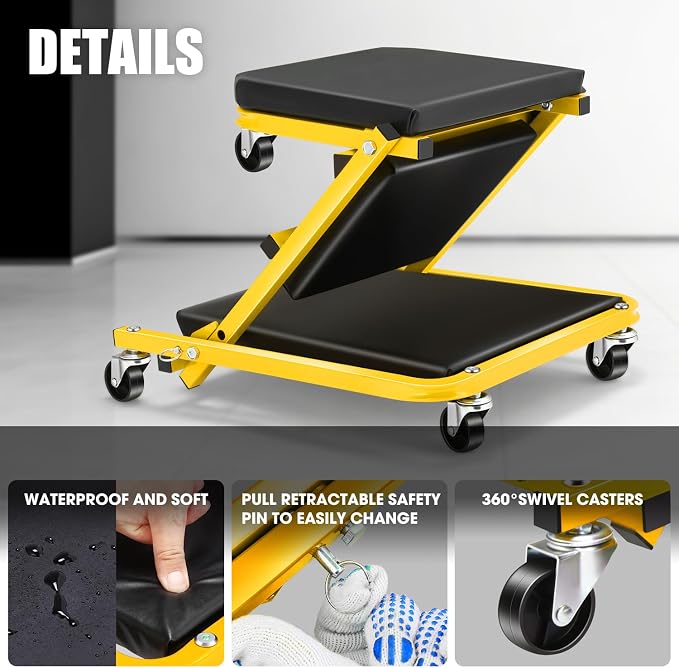 DNA MOTORING 36 Inches 2 IN 1 Rolling Folding Car Creeper/Seat, 150kg Weight - Image 6