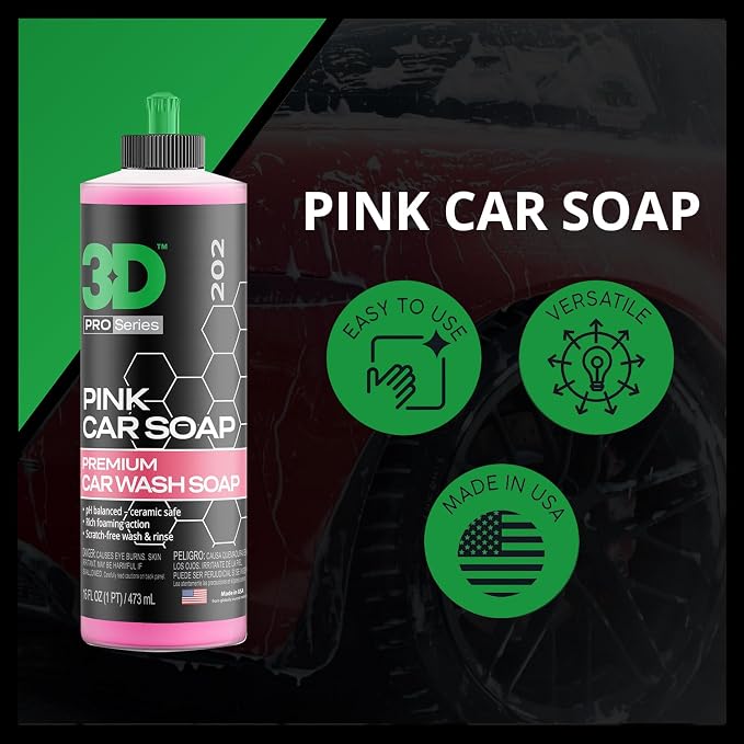 3D Pink Car Soap – 16 oz |pH Neutral Car Wash Soap - Image 5