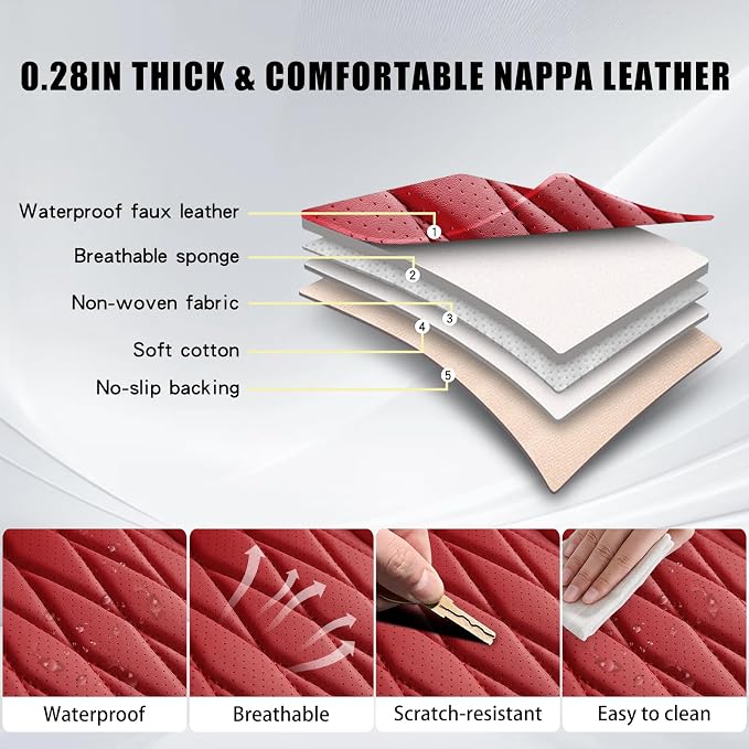 WELLDO Car Seat Covers Front Seats, Leather Seat Covers - Image 4