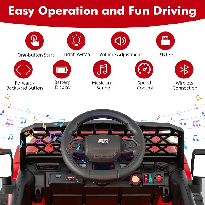 Costzon Kids Ride On Truck, 12V Battery Powered Electric Vehicles w/Remote - Image 3
