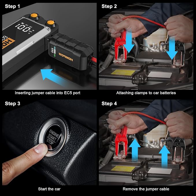 Jump Starter, 6000A Peak Portable 12V Car Battery Charger - Image 3