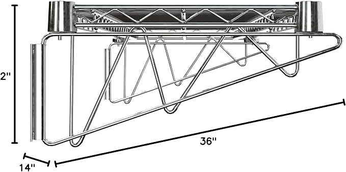14" x 36" Chrome Wire Wall Mount Shelf - Image 3