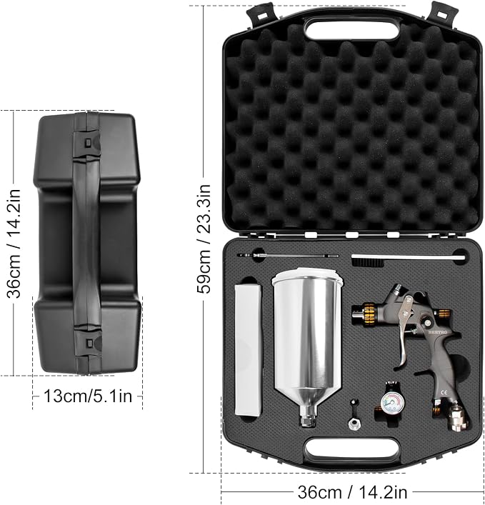 BEETRO HVLP Air Spray Gun with Storage Box, 1000ml Capacity 14.3CFM 29-32psi - Image 2