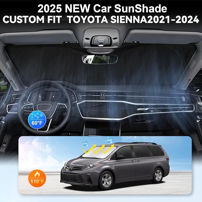 Sunshade for Toyota Sienna 2021-2024 2025 L LE SE XLE Limited Van Minivan Car - Image 4