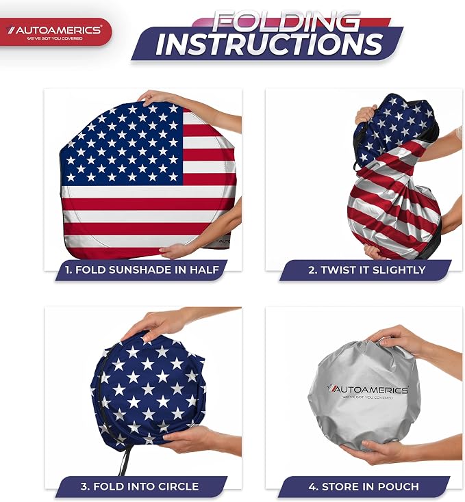 Autoamerics 1-Piece Windshield Sun Shade Original American Flag USA Patriotic - Image 8