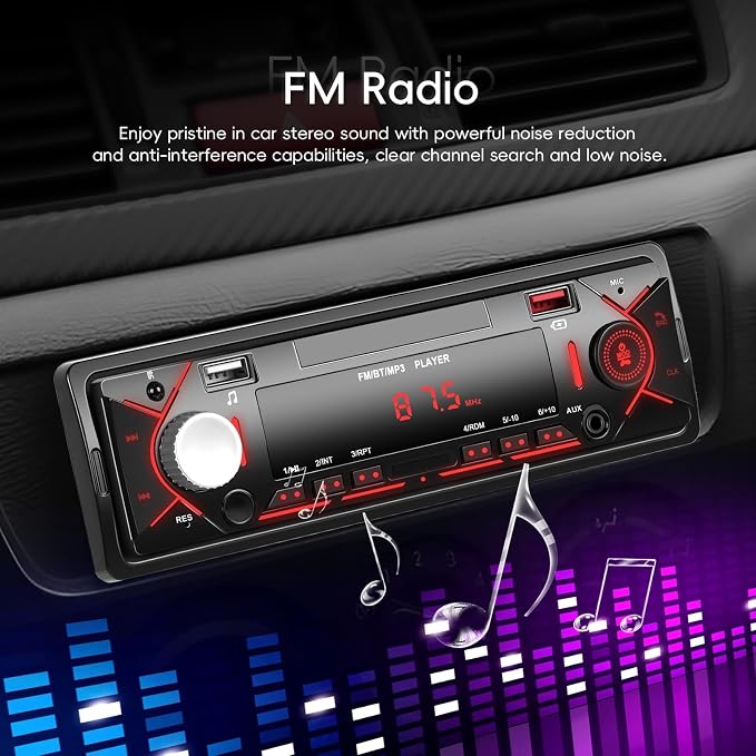 Car Radio Single Din Bluetooth Digital Car Stereo Receiver Hands-Free Calls - Image 4