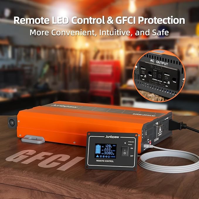 3080 Watt Pure Sine Wave Inverter, Equipment GFCI, 12V DC to 120V AC Converter - Image 4