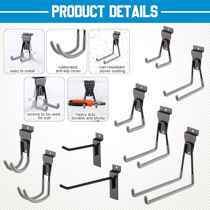 Landhoow 36 Pcs Slatwall Hooks & Hangers 32 Heavy Duty Slat Wall Hanging Hooks - Image 4