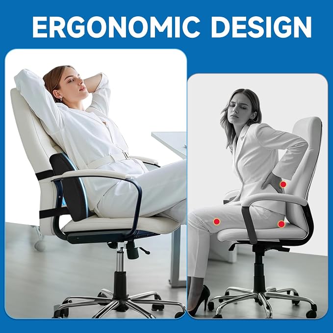 Lumbar Support Pillow for Office Chair, College Dorm Room Essentials, Memory - Image 3