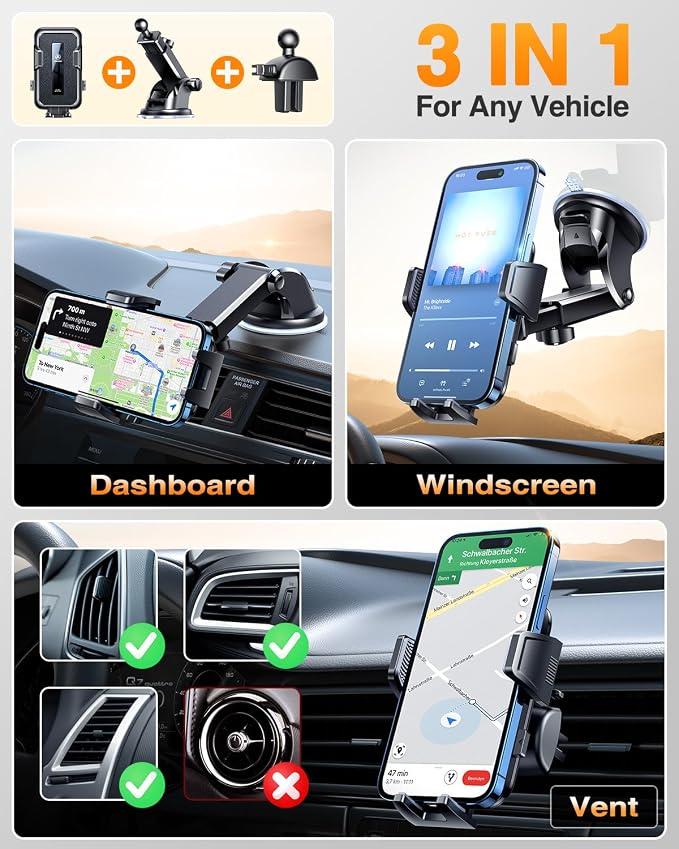 VANMASS 2025 Upgraded Car Phone Holder, Patent Safety Cell Phone Mount - Image 5