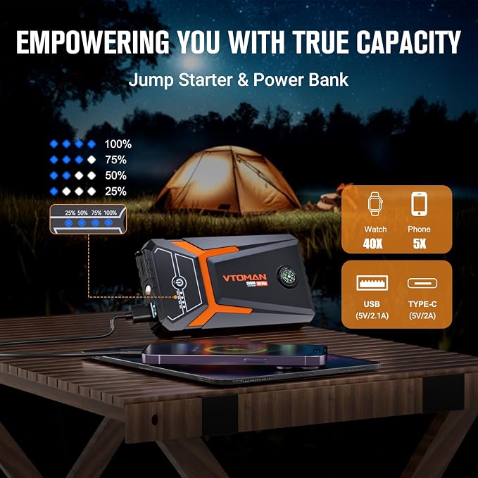 VTOMAN V3 Pro 2000A Jump Starter, Car Battery Jumper Starter Portable - Image 3