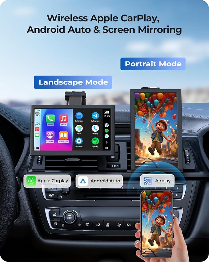 7" Wireless Portable 60FPS Car Play Screen - Image 2