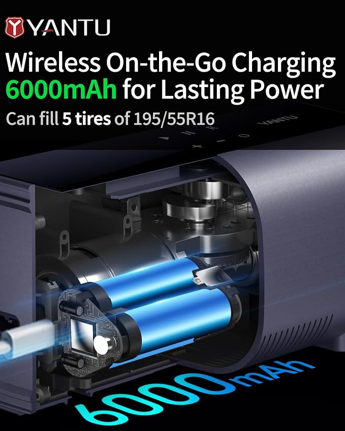 YANTU Dual Cylinder Tire Inflator Portable Air Compressor - Image 6