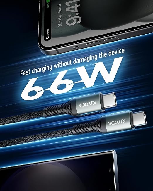 USB C to USB C Cable Coiled 6FT 2Pack, Braided Type C Charger - Image 3
