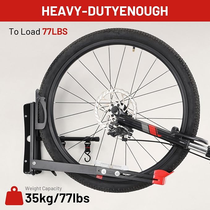 Bike Wall Mount Rack Adjustable & Foldable Garage Bike Rack - Image 6