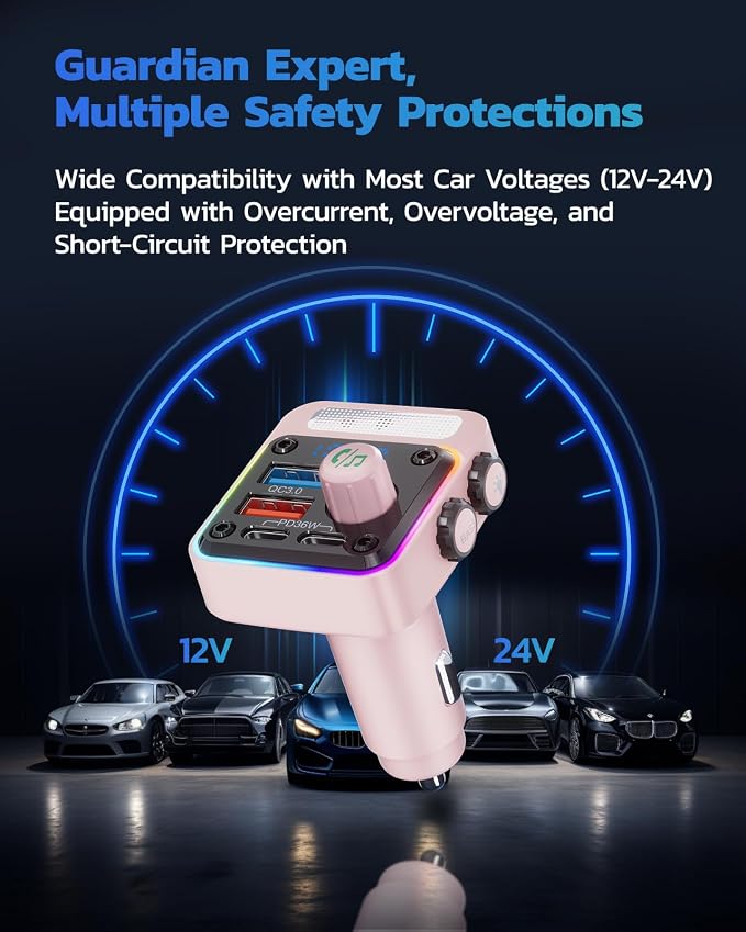 Nulaxy 54W Bluetooth 5.3 Car Adapter - Image 8