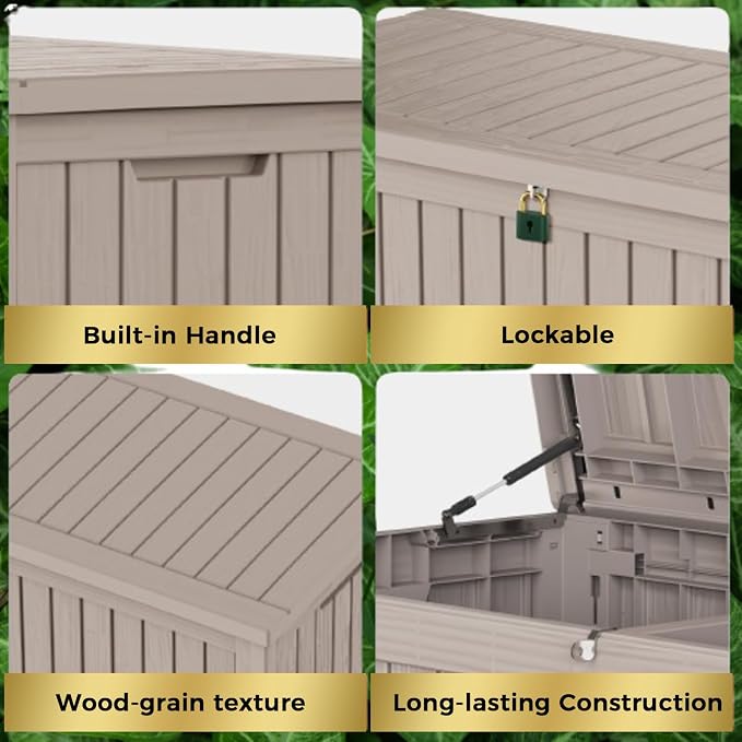 180 Gallon Lockable Resin Deck Box, Waterproof & UV-Resistant Outdoor Storage - Image 6