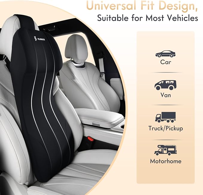 FLORICH Lumbar Support with Car Headrest Pillow 2-in-1 Memory Foam Car Seat - Image 9