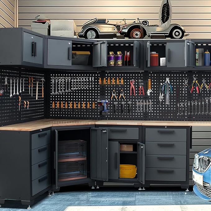 15-Piece Corner Garage Storage Cabinet System - Image 2