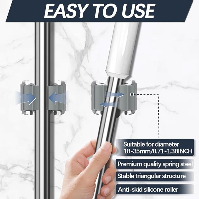 3-H 45 Pack Mop and Broom Holder Wall Mount Big Size Hanging 1 KG Extra - Image 5
