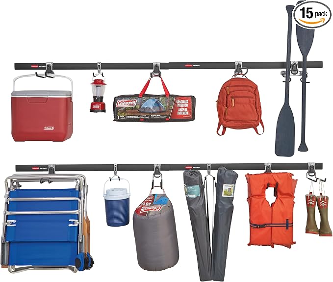 Rubbermaid 15-Piece FastTrack Garage Wall-Mounted Storage Kit, 4 Rails and 11 by Rubbermaid