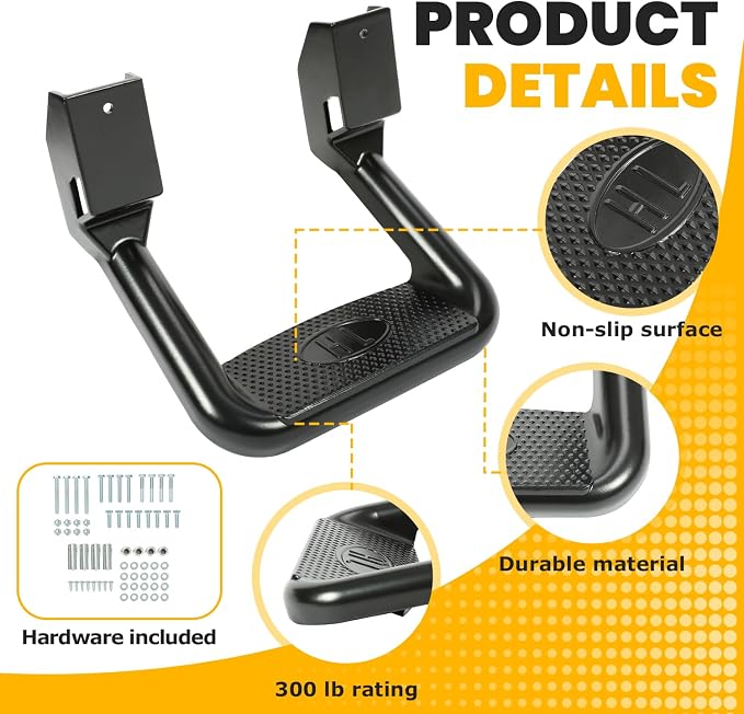 ECOTRIC Universal Side Steps-300LB Load, Electrophoresis Black Aluminum Step - Image 5