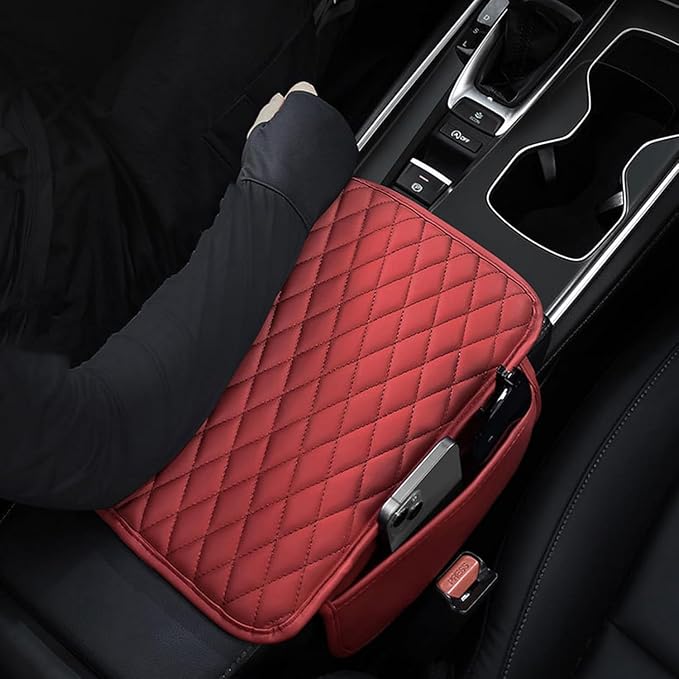 Car Armrest Cover Leather Car Console Covers Box Pad - Image 3
