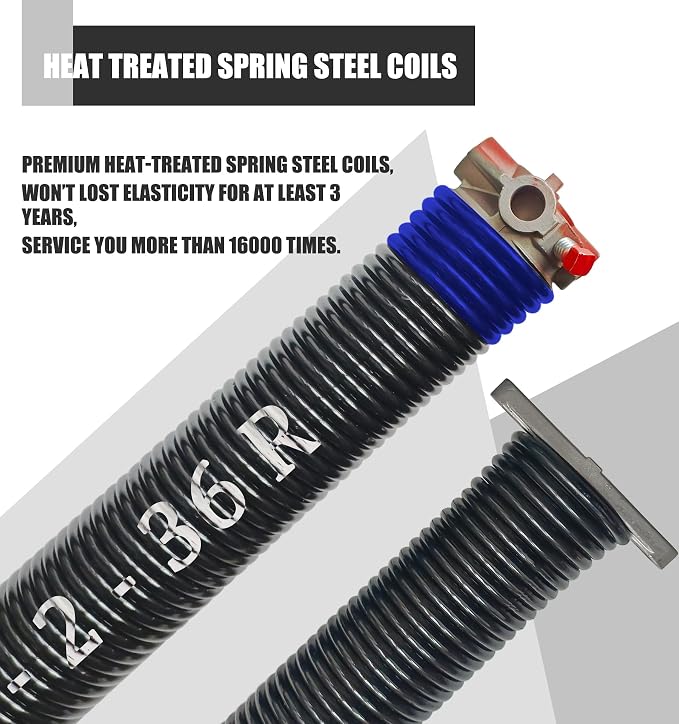 Garage Door Torsion Spring Set, Pair of 2" Electrophoresis Coated Garage Door - Image 2